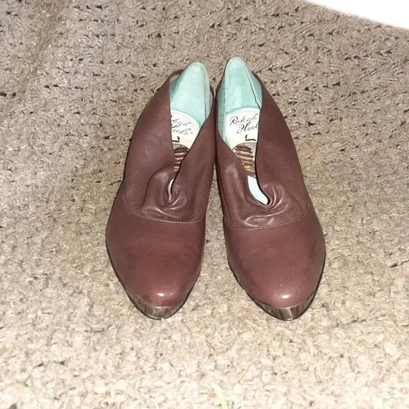 RAKISH HEELS-Rebekah Roy Stylist-Brown/Turquoise Leather-RARE-Size 39-Near Mint - Picture 2 of 6